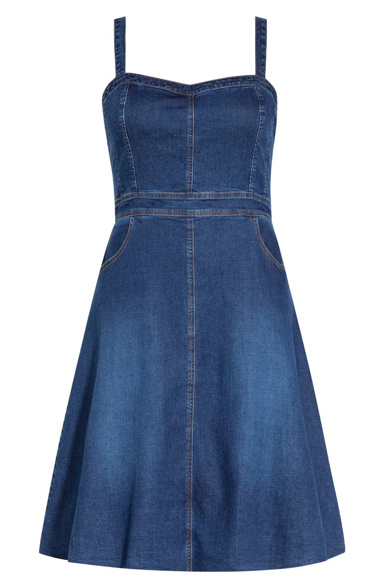 City Chic Sweet A-Line Denim Dress, Alternate, color, 