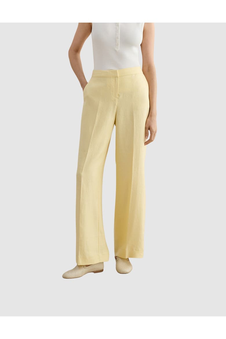 Adalee High-Waist Linen Trousers, Main, color, Soft Yellow
