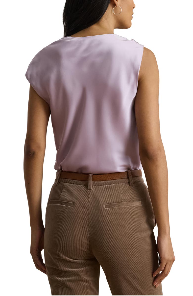 Lauren Ralph Lauren Asymmetric Drape Charmeuse Top, Alternate, color, Lavender Frost