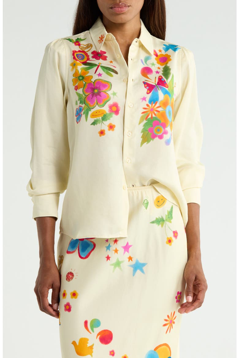 The Gathered Honey Shirt, Main, color, MYSTICAL GARDEN