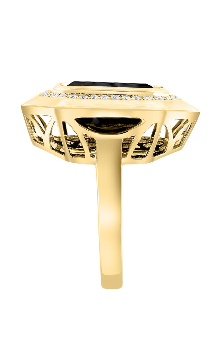 14K Yellow Gold Diamond & Black Onyx Signet Ring, Alternate, color, 14K Gold