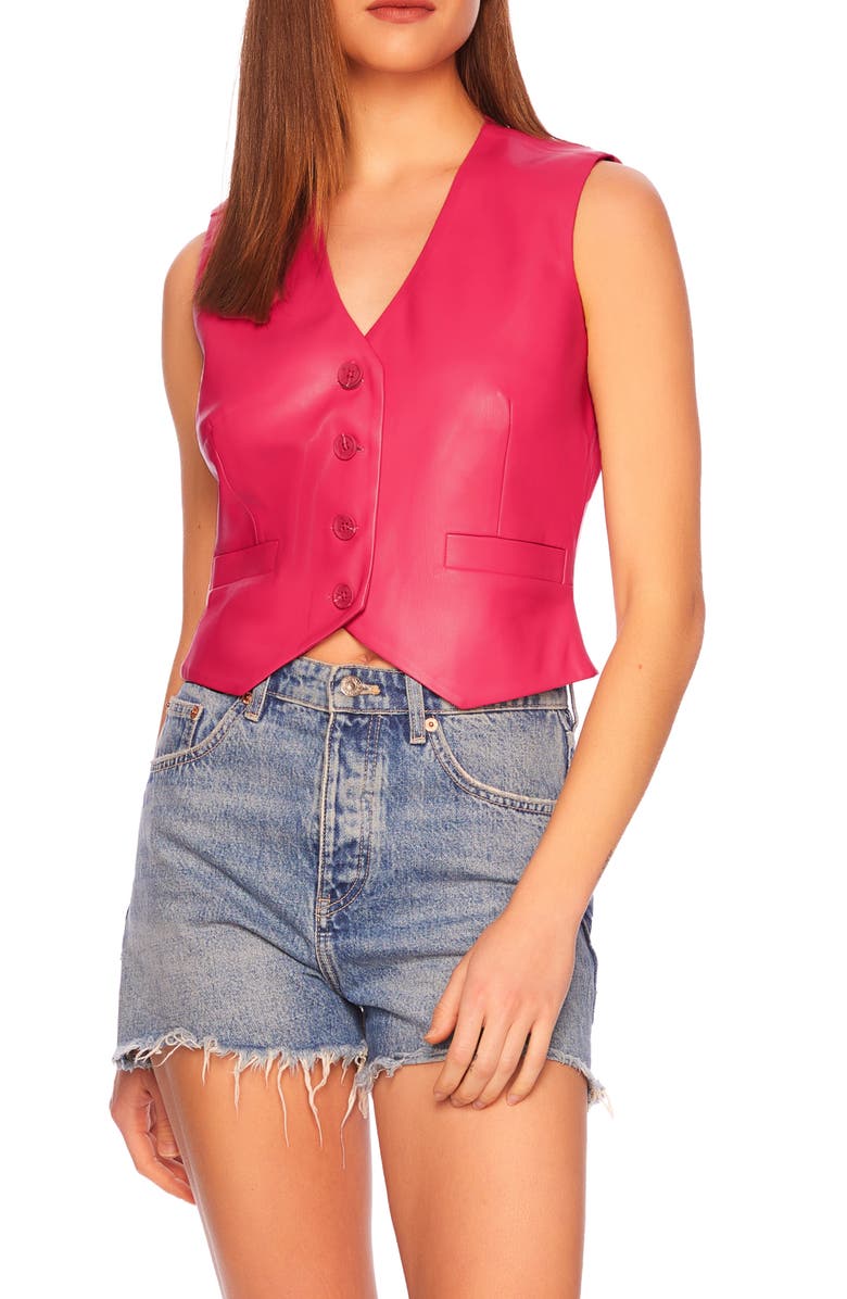 Susana Monaco Faux Leather Vest, Main, color, Azalea
