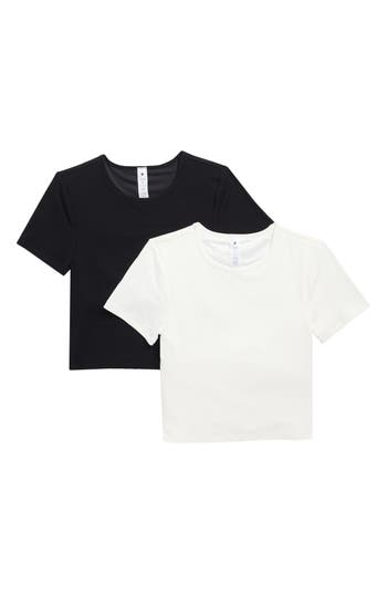 Yogalicious 2-pack Heavenly Rib Tara Crop Short Sleeve Shirt In Multi