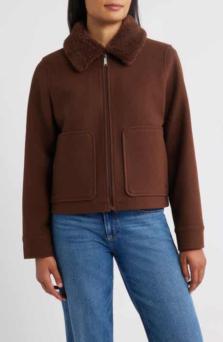 Sam Edelman Faux Fur Collar Zip-Up Jacket