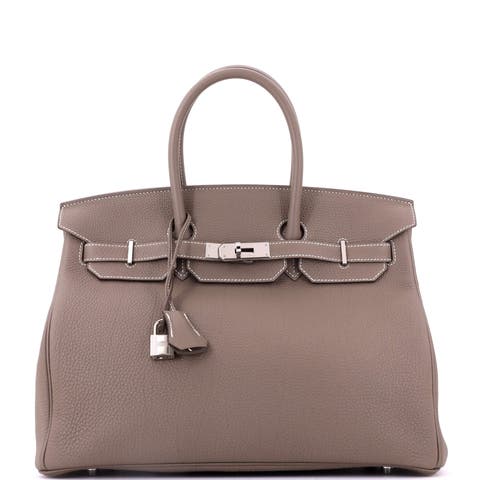 Birkin Handbag Grey Togo With Palladium Hardware 35