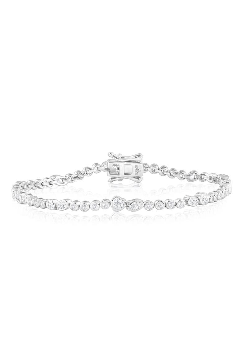 Cubic Zirconia Sterling Silver Bracelet, Main, color, SILVER