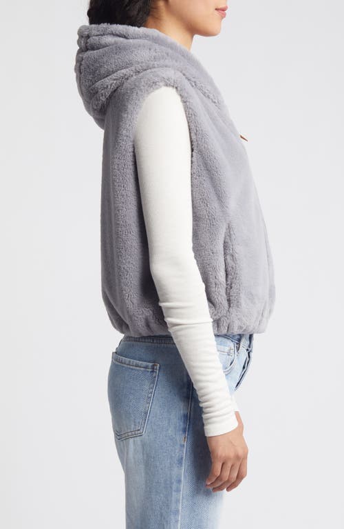 Thread & Supply Mink Faux Fur Hooded Vest In Blue