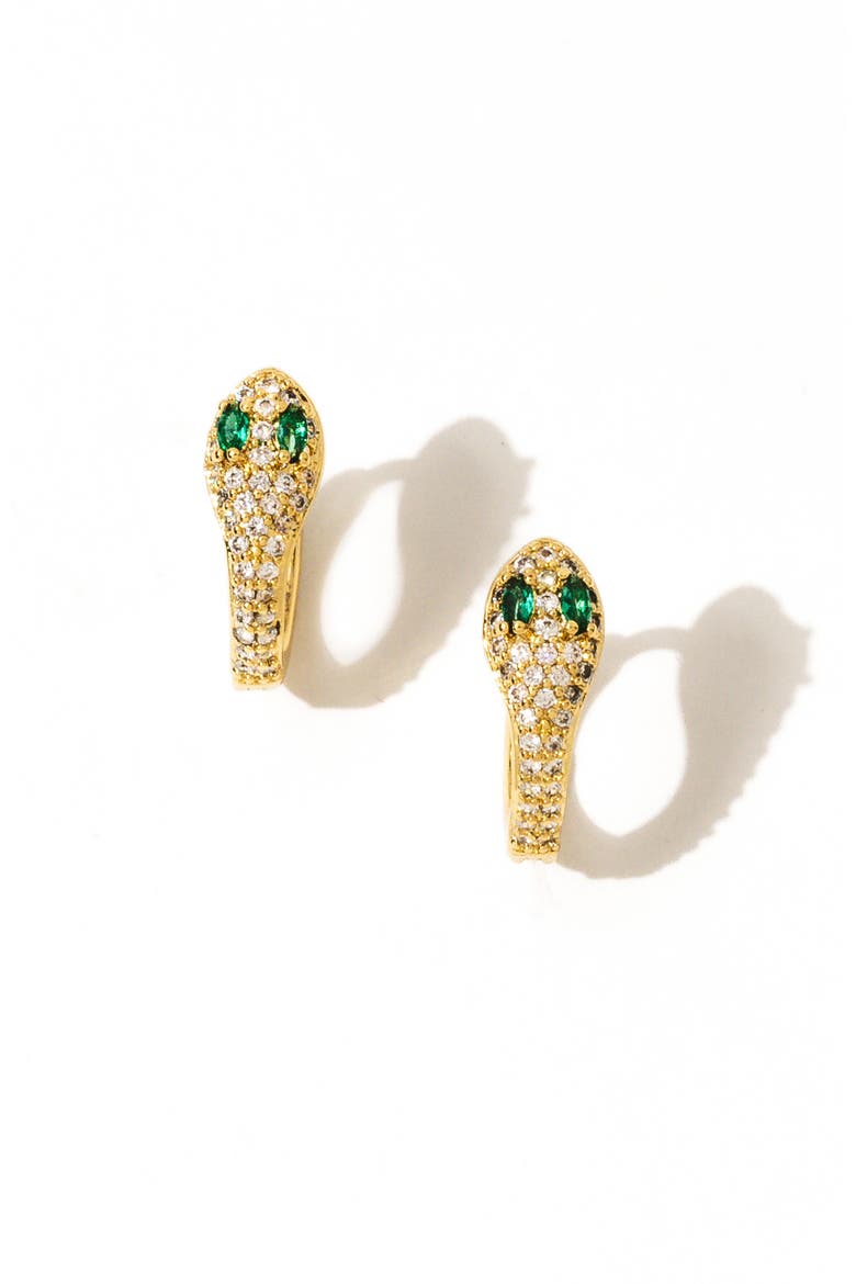 Viper Huggie Hoop Earrings, Main, color, GOLD