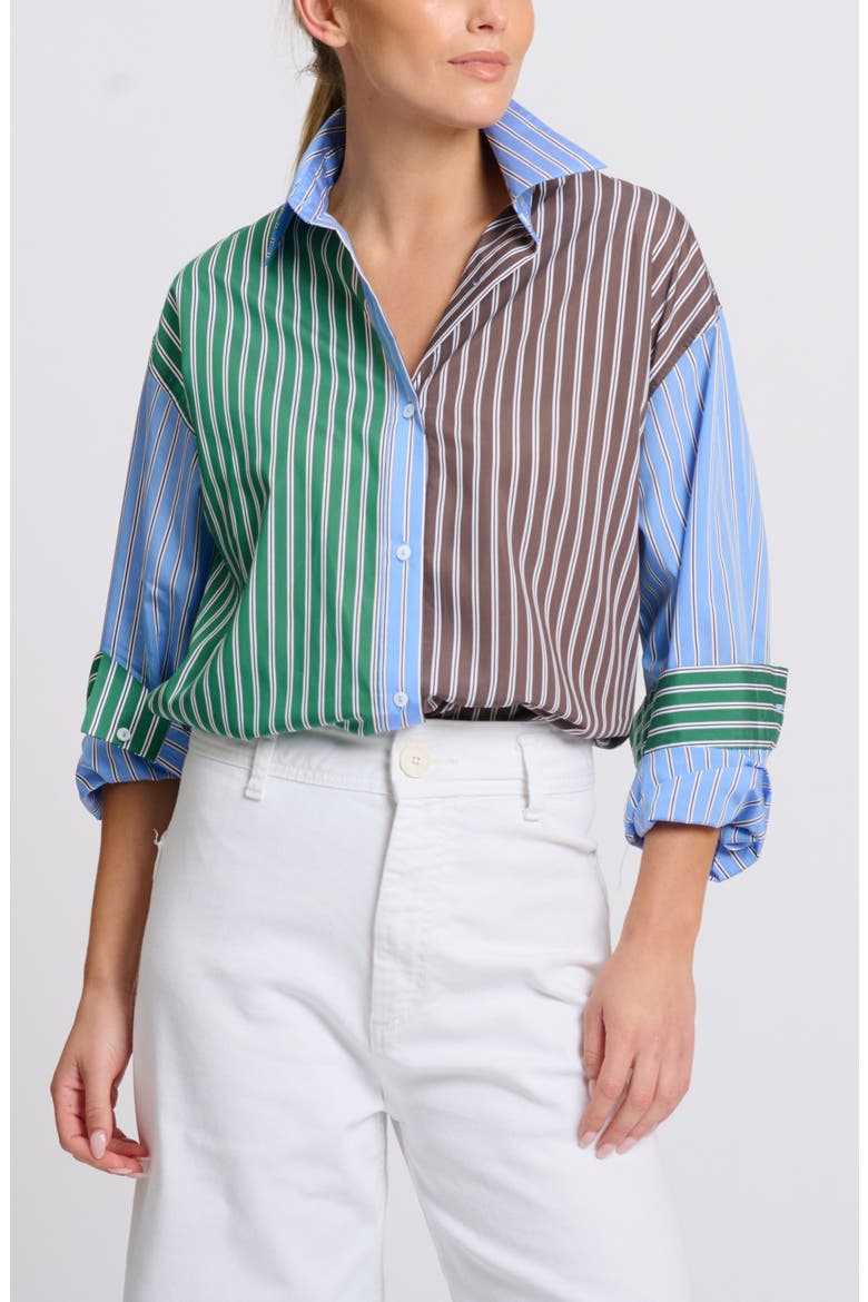 Stripe Boyfriend Shirt, Alternate, color, CHOCOLATE COMBO