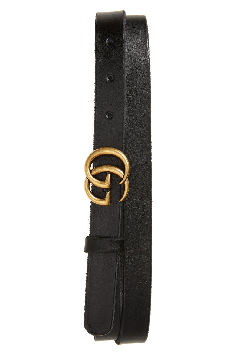 GG Leather Belt, Main, color, BLACK