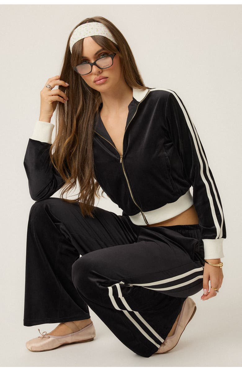 Goldie Byrd Velour Track Jacket, Alternate, color, Black