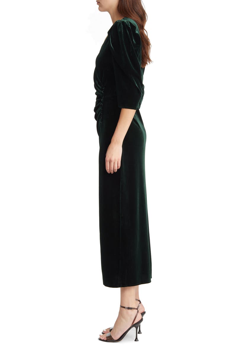 Chelsea28 Faux Wrap Velvet Midi Cocktail Dress, Alternate, color, Green