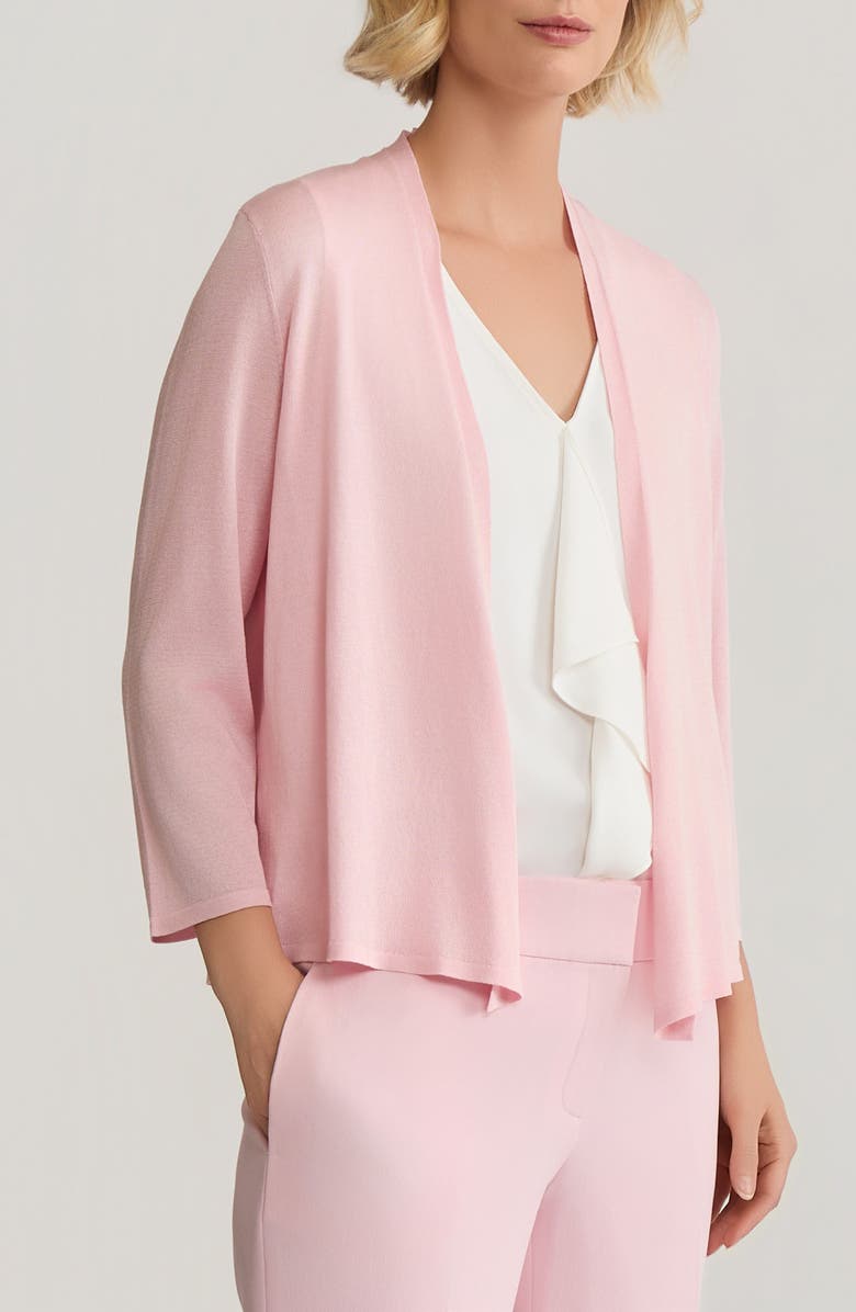 KASPER Self Edge Open Front Cardigan, Alternate, color, Tutu Pink