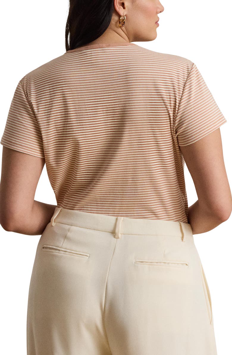 Lauren Ralph Lauren Refined Stripe Stretch Cotton Top, Alternate, color, Pink Sienna/ Mas Cream