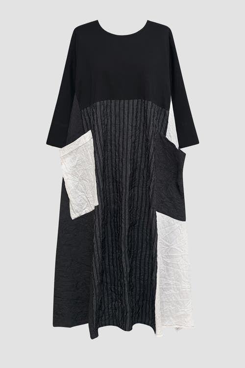 Alembika Patchwork A-line Maxi Dress In Black/white