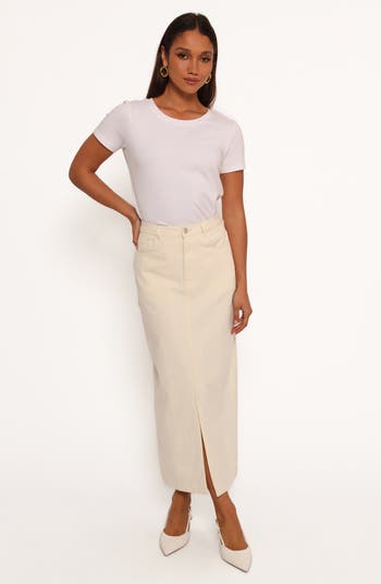 Kellen Slit Front Cotton Corduroy Maxi Skirt