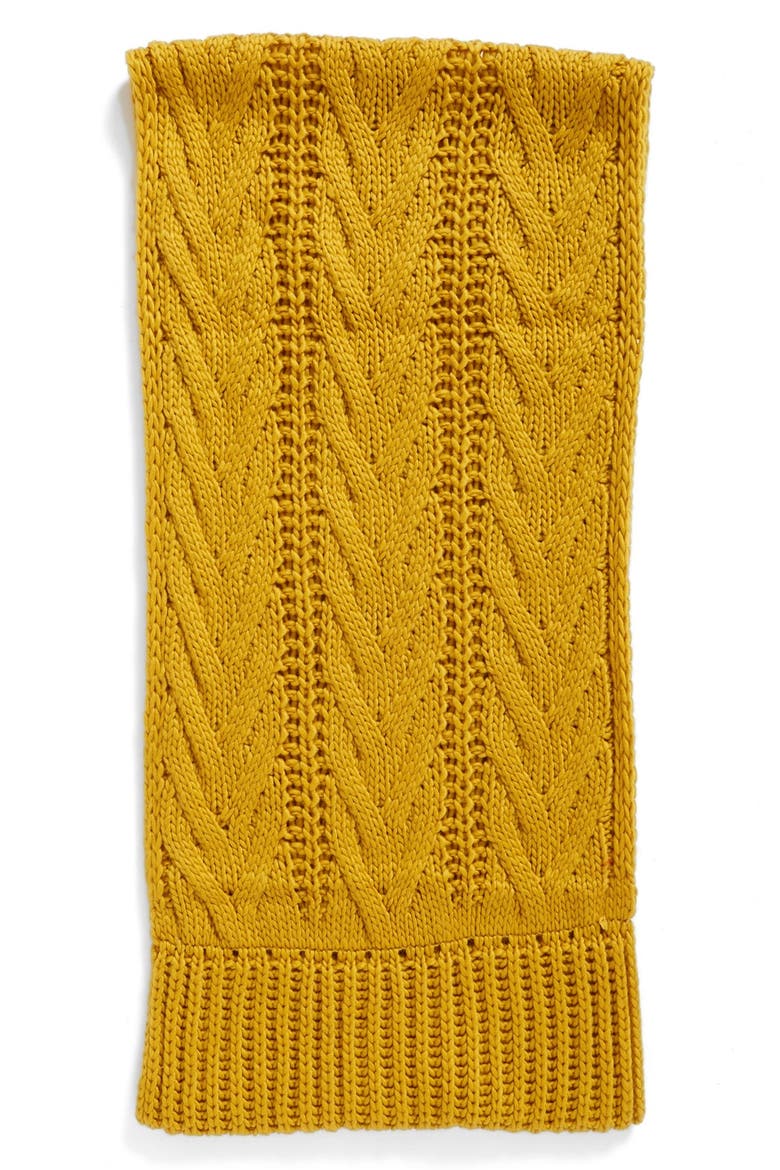 Cable Knit Infinity Scarf, Main, color, MUSTARD