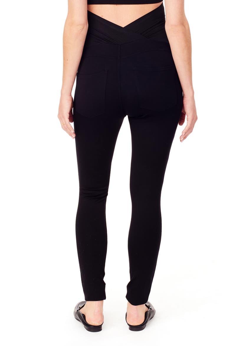 Ingrid & Isabel® Ponte Knit Skinny Maternity Ankle Leggings, Alternate, color, JET BLACK