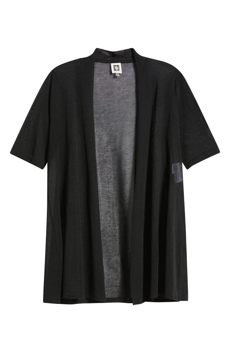 Anne Klein Semisheer Short Sleeve Cardigan, Alternate, color, Anne Black