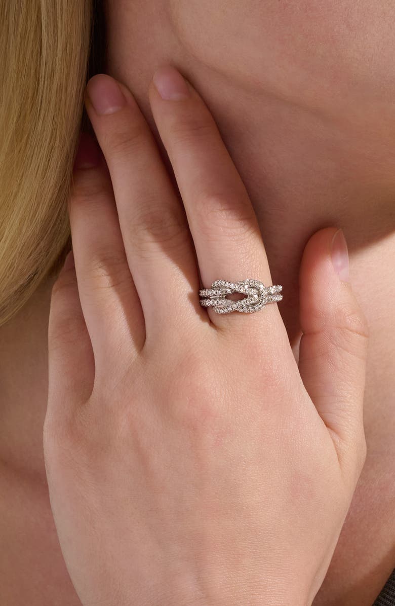John Hardy Love Knot Ring, Diamonds, Alternate, color, Silver