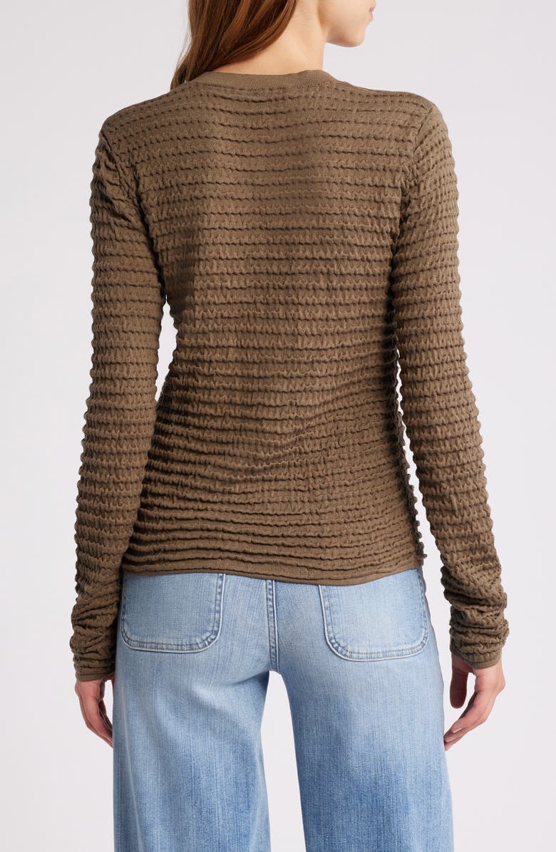 FRAME Smocked Silk Blend Crewneck Top, Alternate, color,