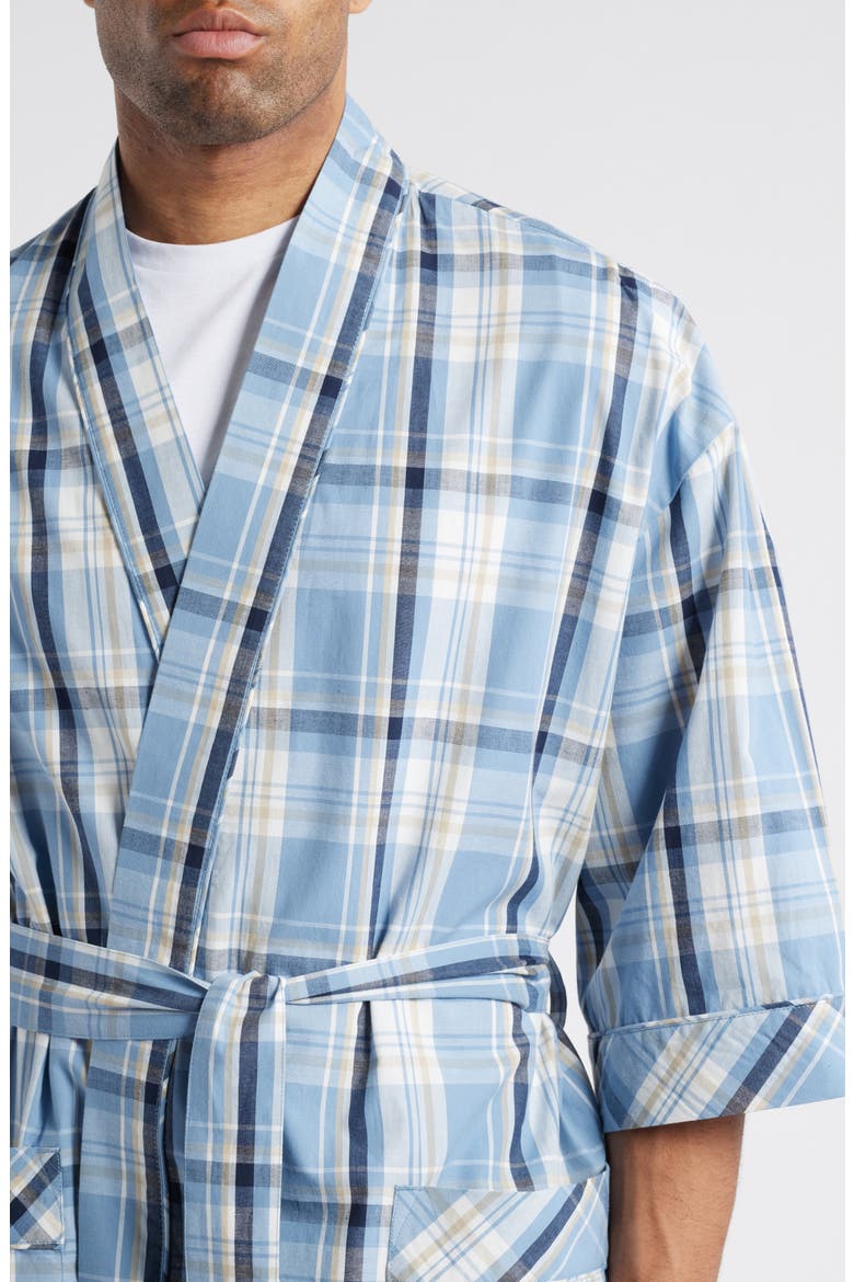 Plaid Cotton Oxford Cloth Robe, Alternate, color, CHAMBRAY