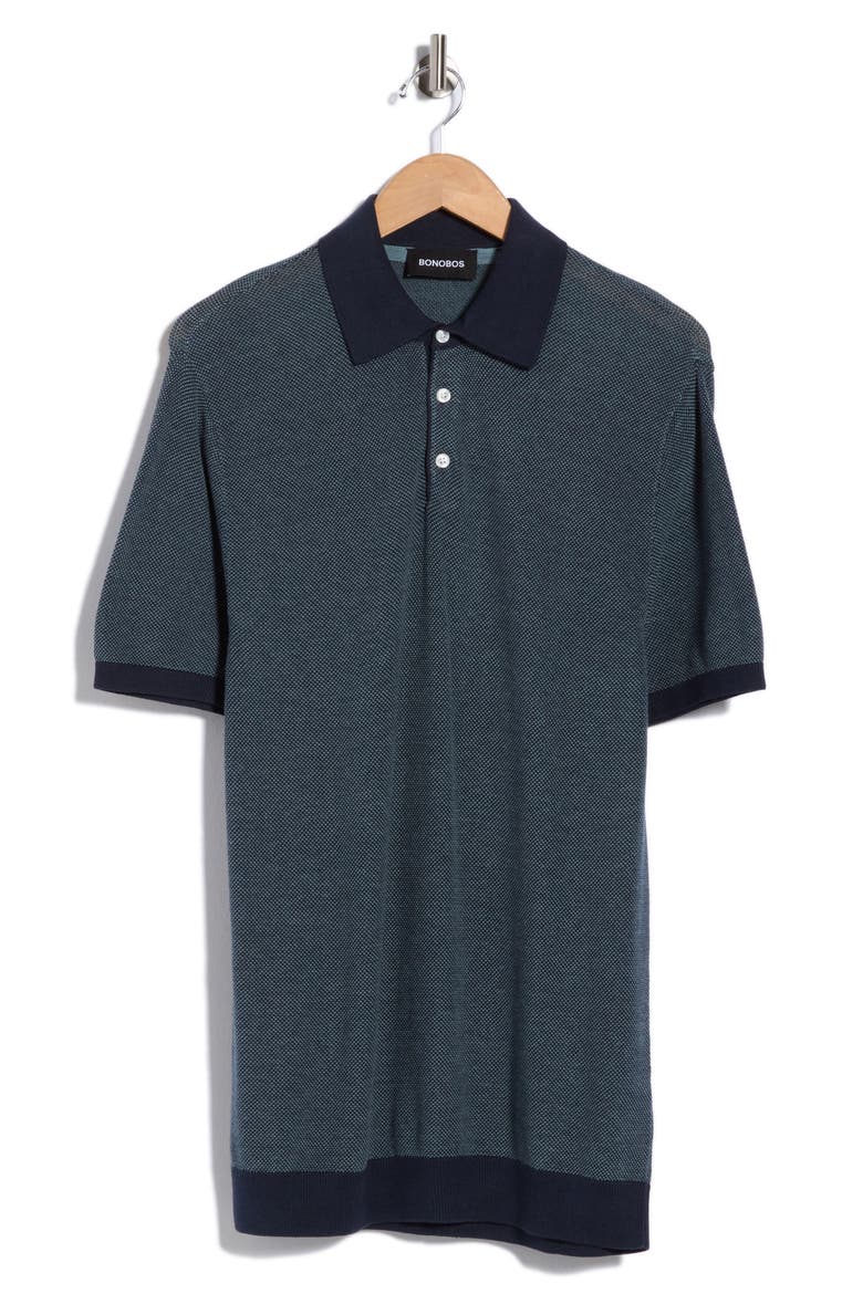 Textured Sweater Polo, Main, color, NAVY BLAZER GOBLIN BLUE