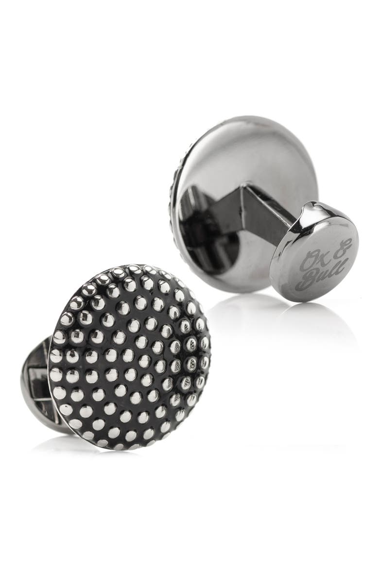 Textured Circle Cuff Links, Alternate, color, SILVER