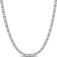 DELMAR Lab Created White Sapphire Tennis Necklace