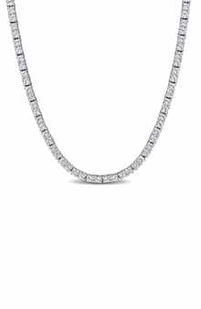 DELMAR Lab Created White Sapphire Tennis Necklace
