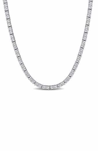 DELMAR Lab Created White Sapphire Tennis Necklace