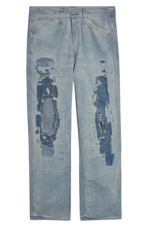 Double Rl Vintage Repaired Indigo Straight Leg Jeans