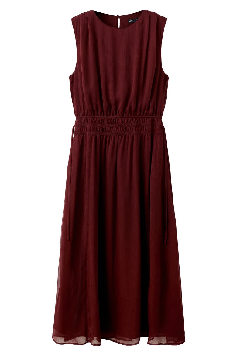 Sleeveless Gathered Waist Dress, Alternate, color, BURGUNDY