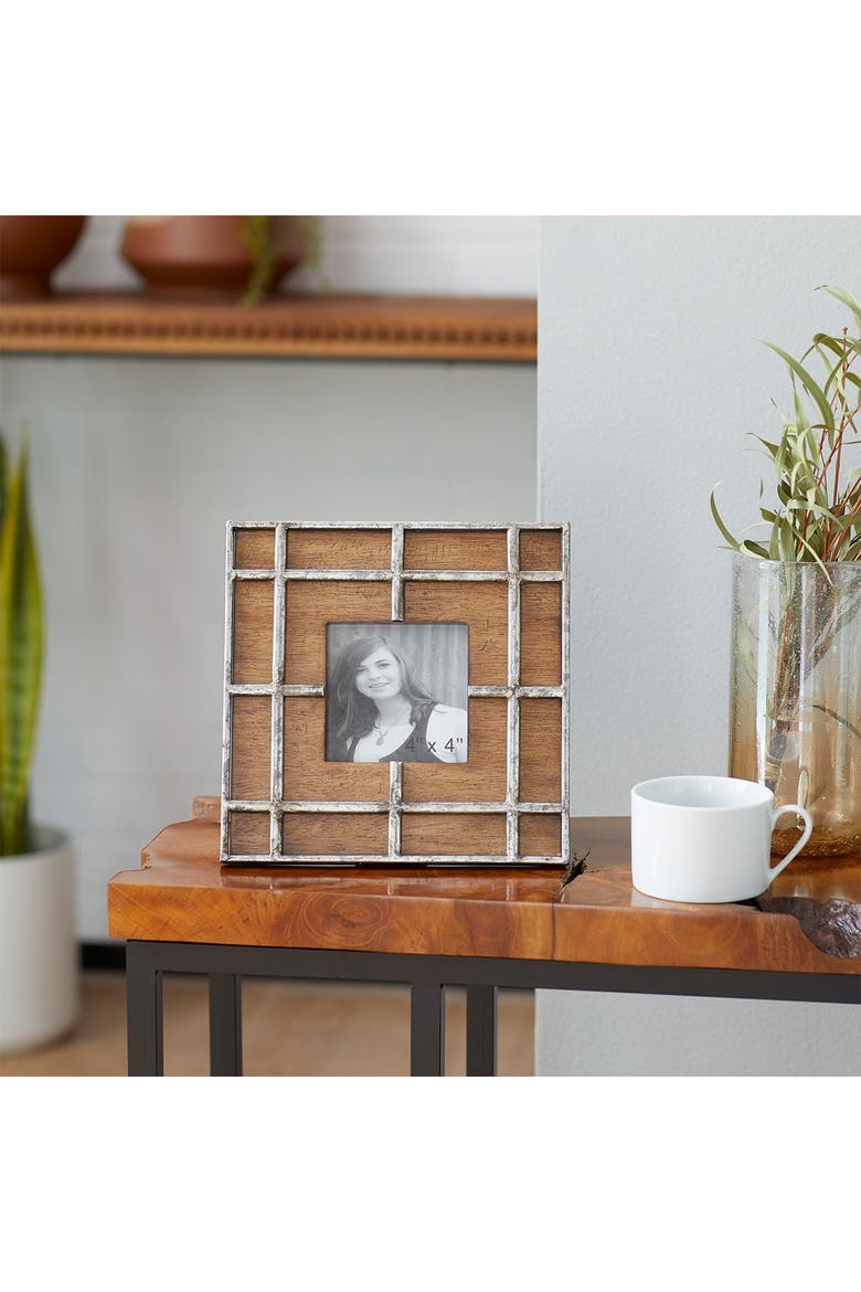 Brown Wood Industrial Photo Frame, Main, color, BROWN