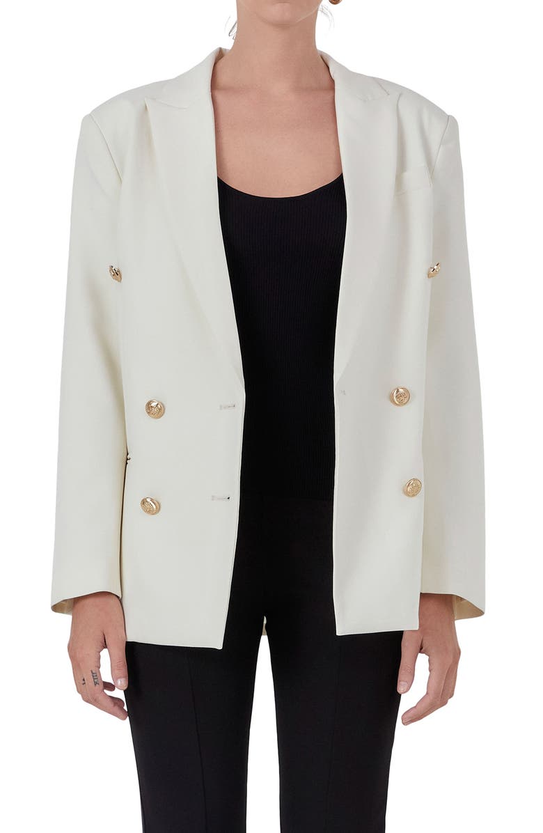 Endless Rose Double Breasted Blazer, Alternate, color, Ecru