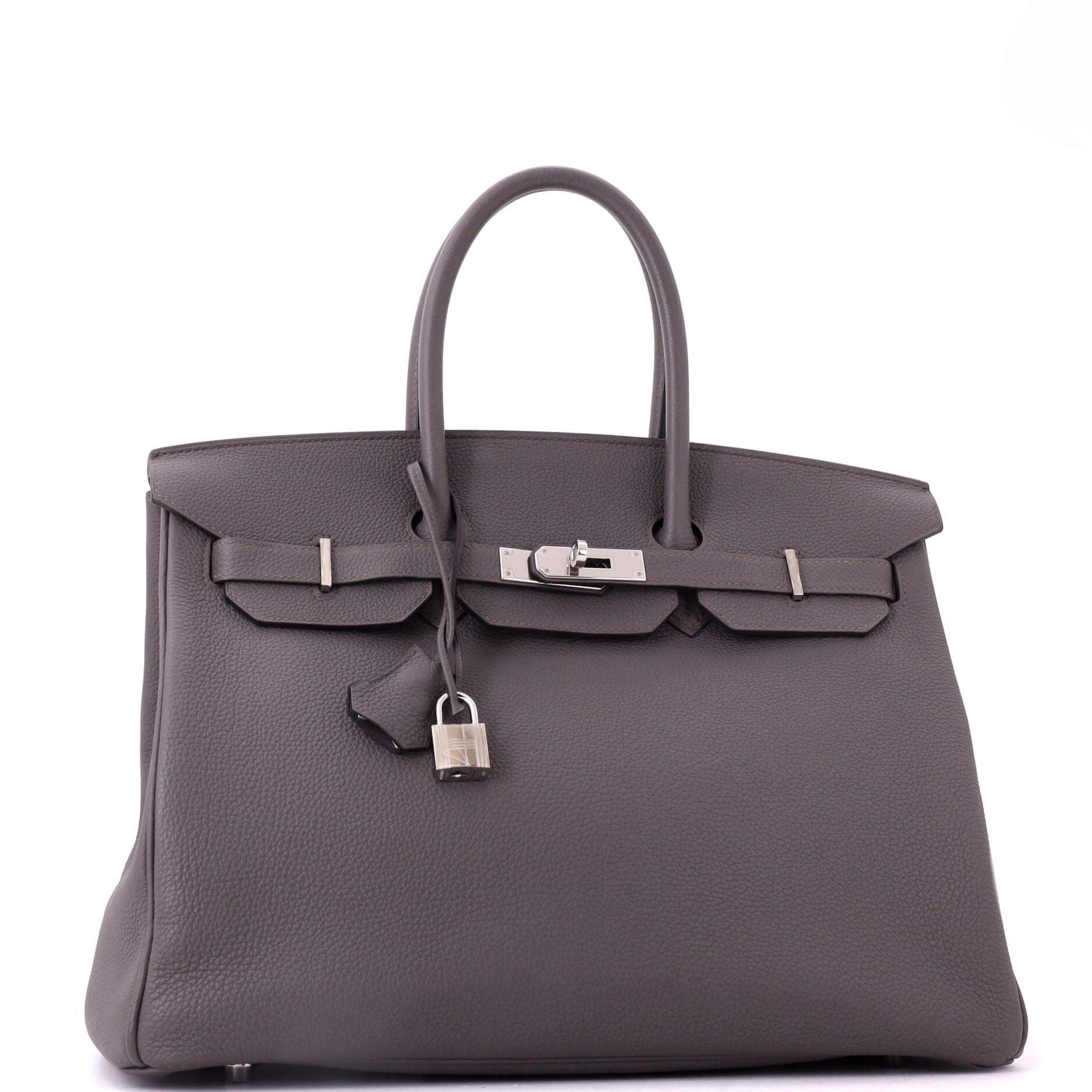 Pre-Owned Hermes Birkin Handbag Grey Togo with Palladium Hardware 35, Alternate, color, Etain