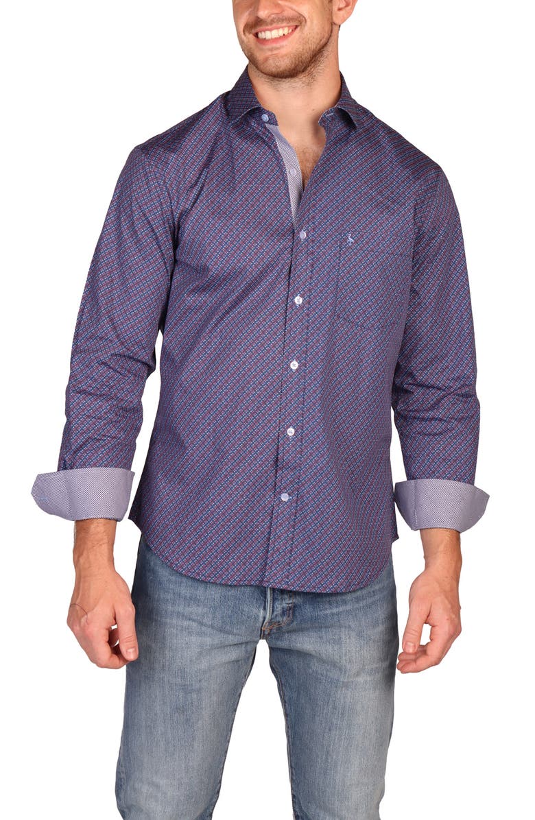 TailorByrd Classic Fit Stretch Cotton Button-Down Shirt, Alternate, color, Blue Multi