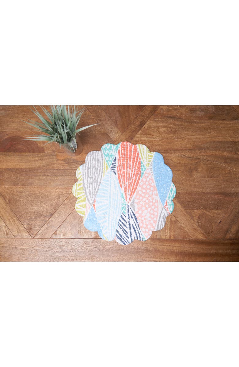 C&F Home Surfside Sound Scalloped Round Placemats Set of 6 Nautical Design Beach, 17", Alternate, color, Blue