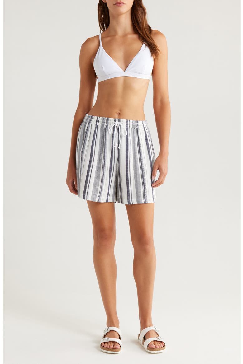 Cover-Up Drawstring Shorts, Main, color, NAVY STRIPE