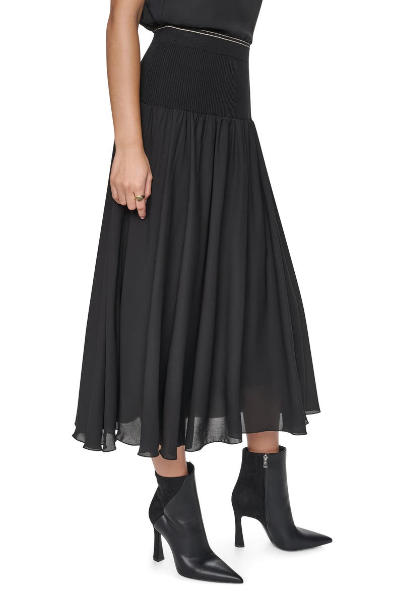 Mixed Media Skirt, Alternate, color, BLACK
