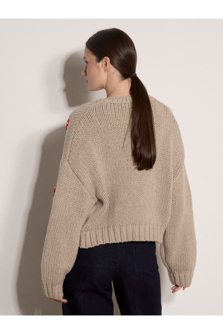 Mushroom Hand Knit Open Cardigan, Alternate, color, Brown