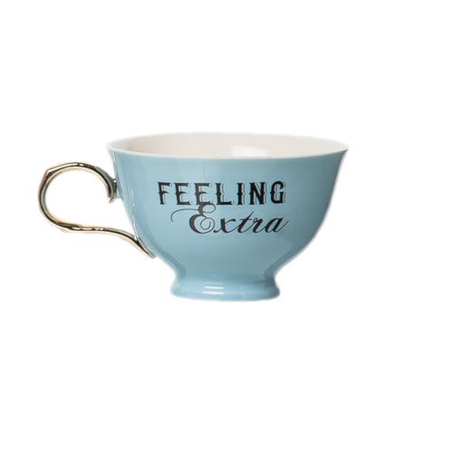Totalee Gift Feeling Extra Oversized Teacup Porcelain Blue 8.45 oz