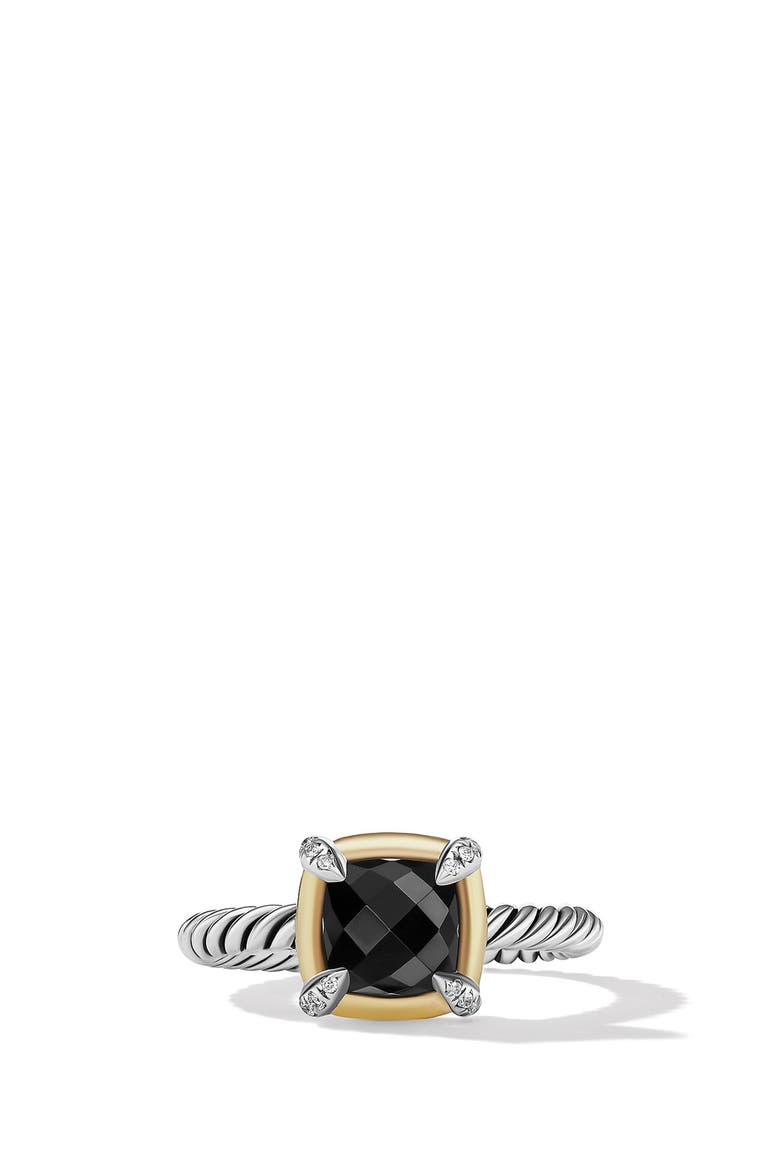 Petite Chatelaine® Ring with Semiprecious Stone and Diamonds, Alternate, color, SILVER PAVE/ BLACK ONYX