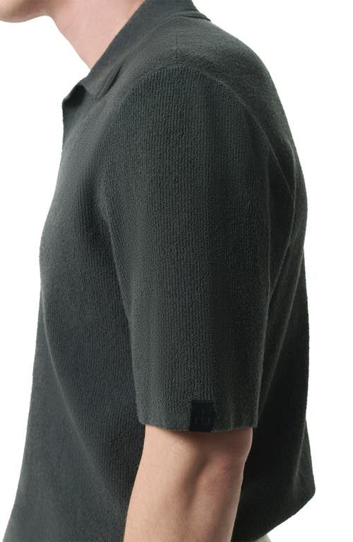 Rag & Bone Johnny Toweling Rib Polo In Dark Grey