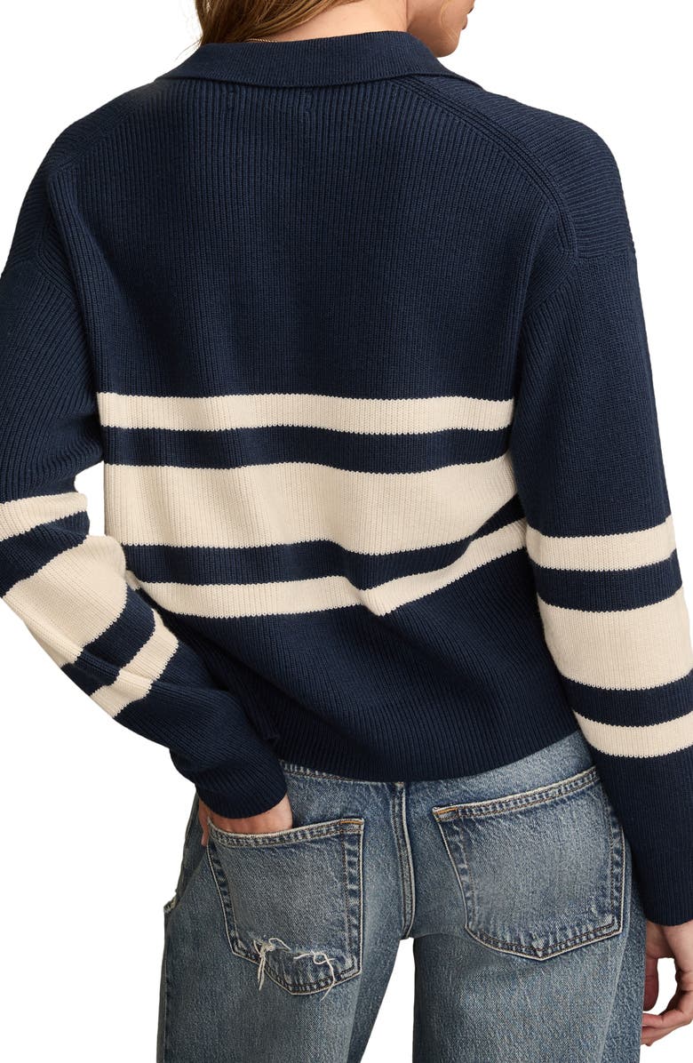 Lucky Brand Stripe Rugby Polo Sweater, Alternate, color, Ocean Deep