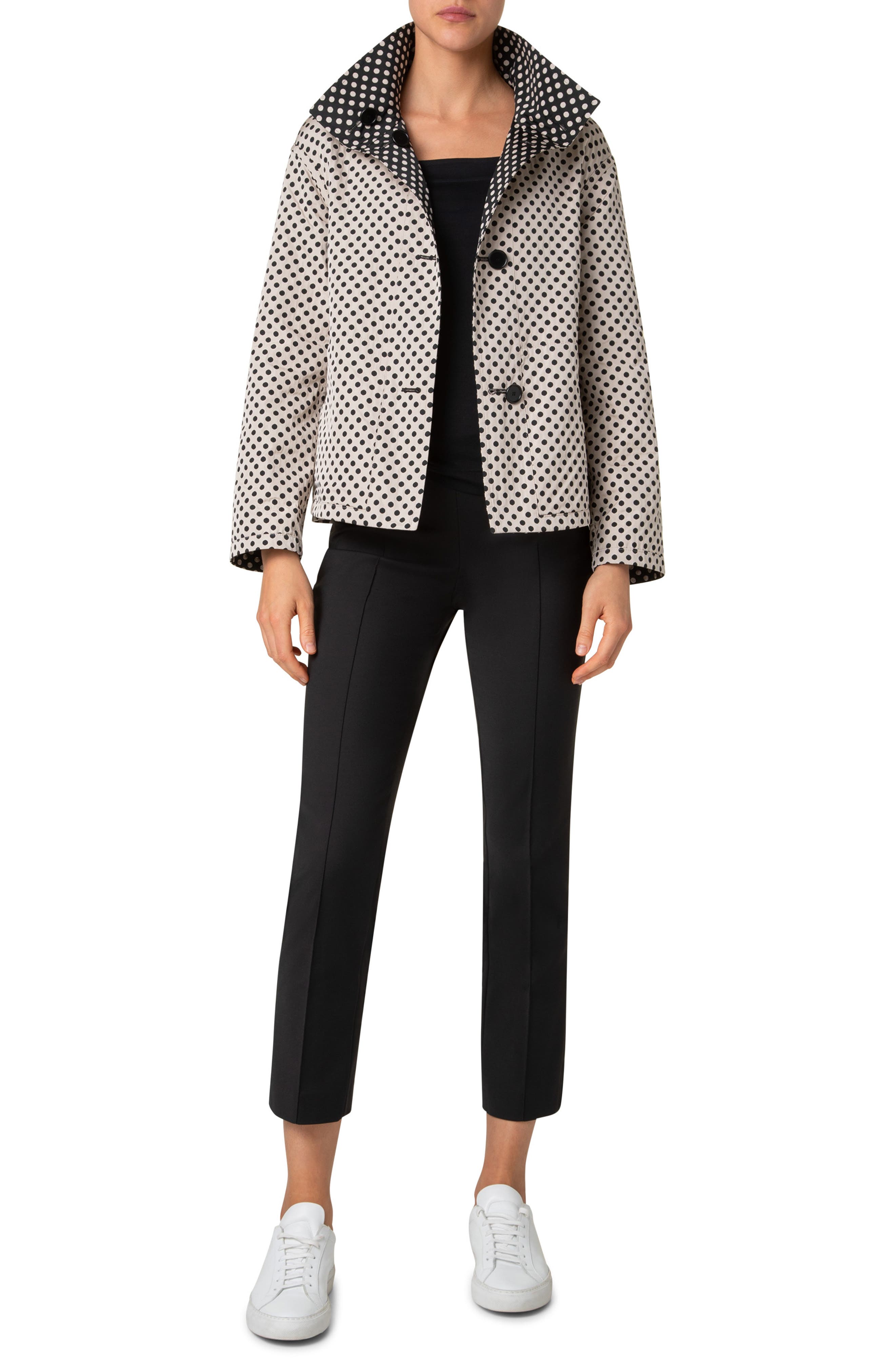 セール　Akris punto アクリスプント　リバーシブル　ドット　ジャケット Akris punto Polka Dot Reversible Jacket (Women) | Nordstrom
