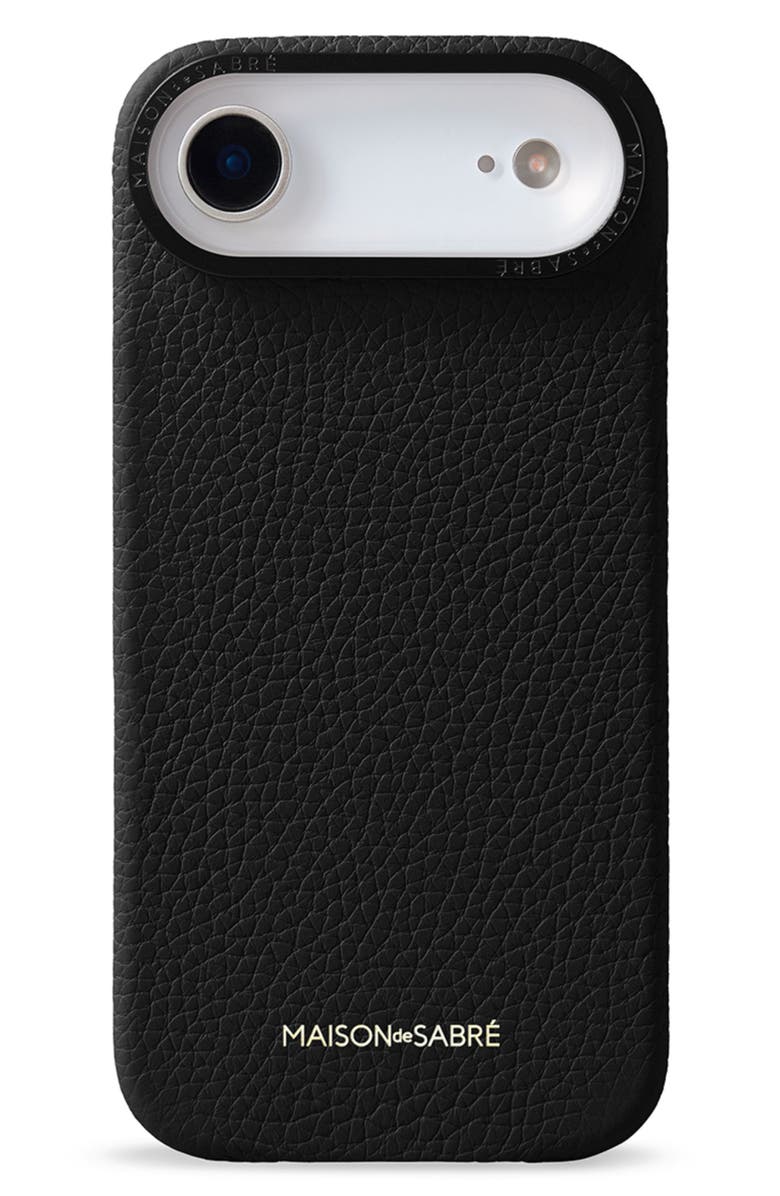 MAISON de SABRÉ Leather Phone Case, Main, color, Black Caviar