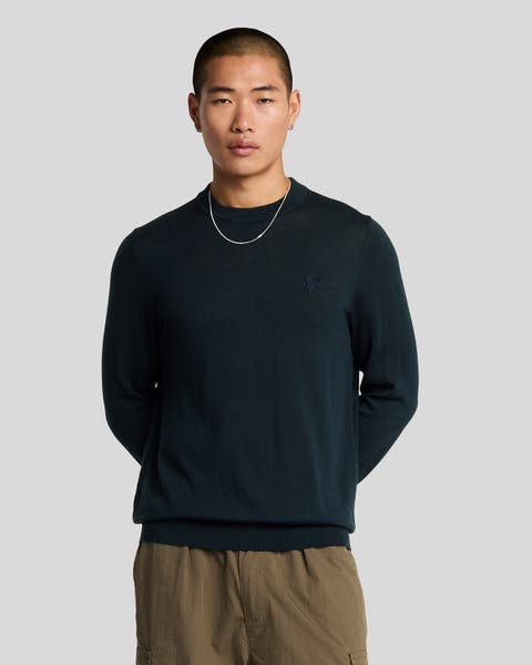 Tonal Eagle Merino Crew Neck Sweater