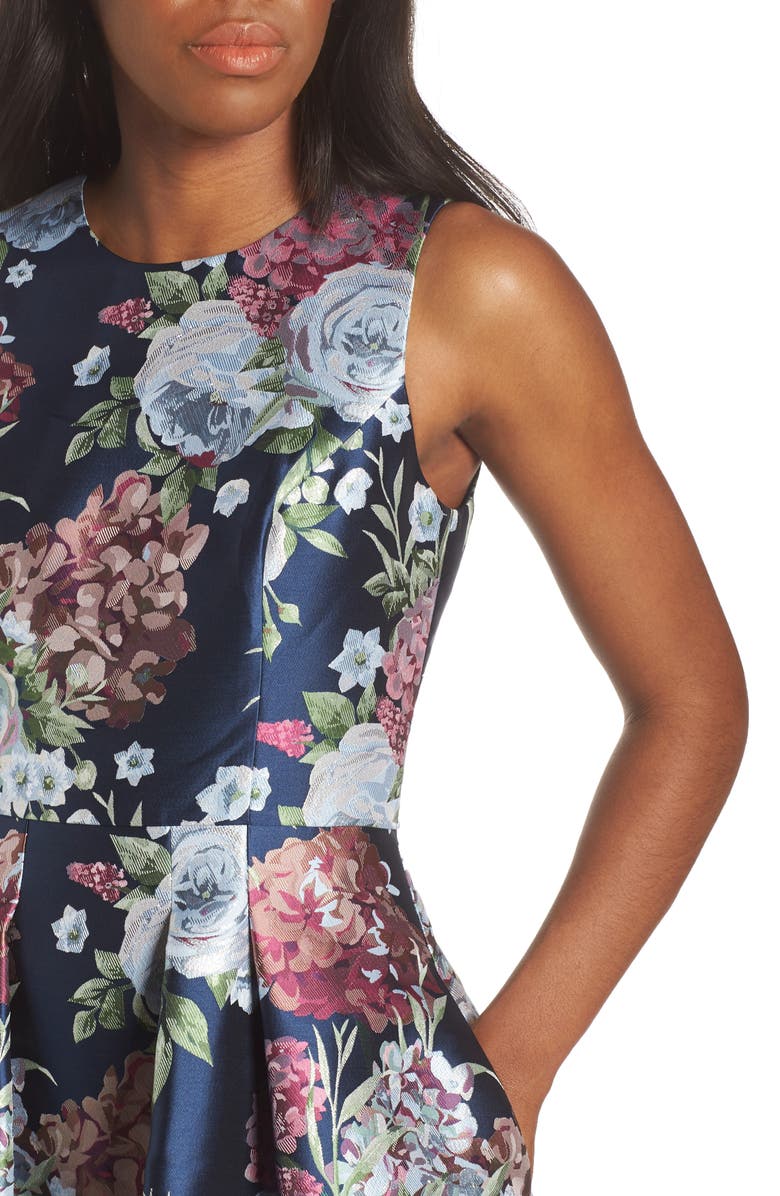 Eliza J Floral Jacquard Fit & Flare Dress, Alternate, color,