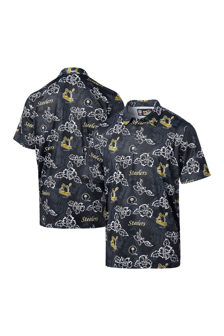 Men's Reyn Spooner Black Pittsburgh Steelers Throwback Pua Performance Polo, Main, color, Black